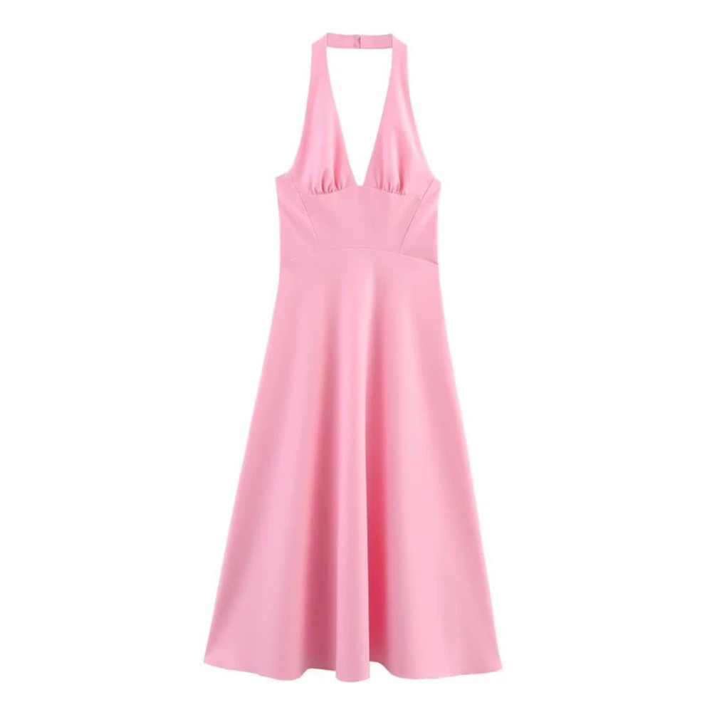 ZARA Sexy Backless Halter Neck Vacation Dress
